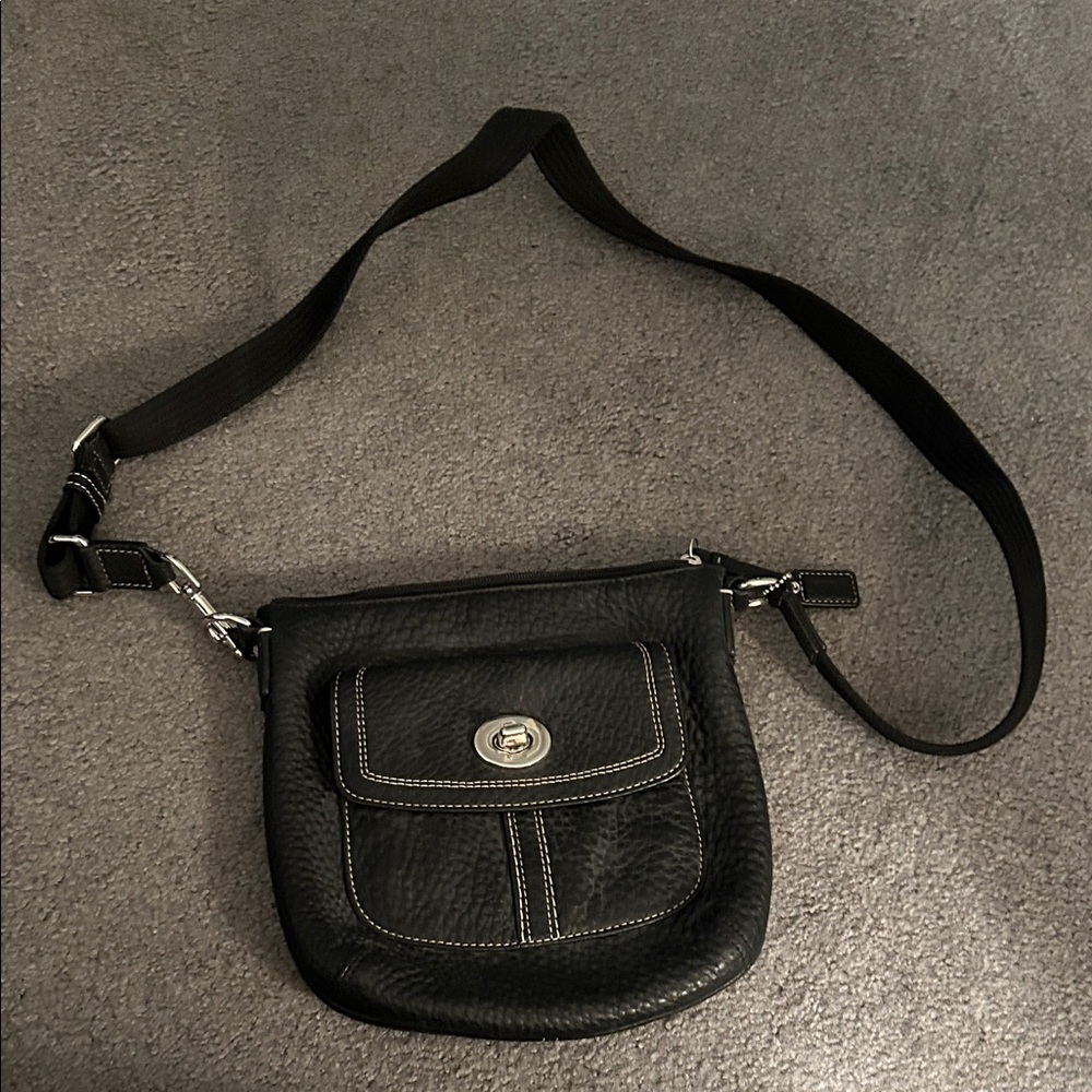 Coach Black Leather Purse with Silver Hardware
